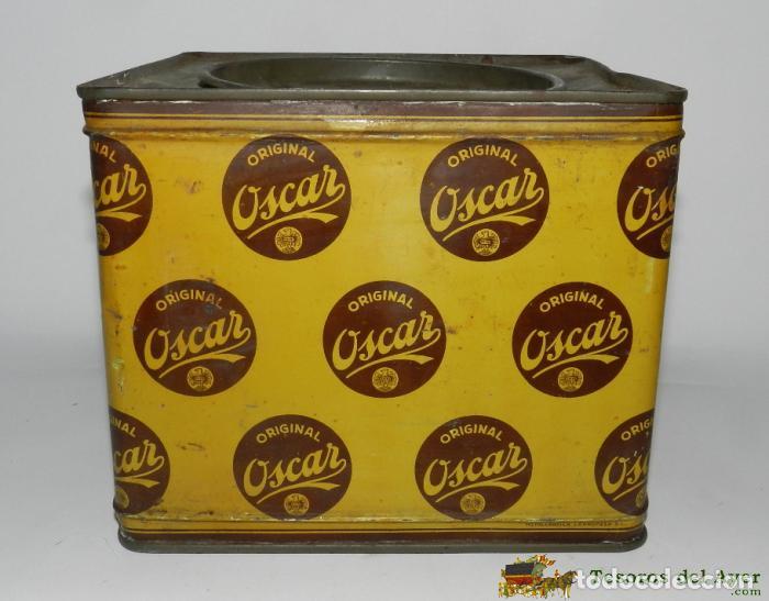 Caixas e caixinhas met&aacute;licas: ANTIGUA CAJA DE HOJALATA CON PUBLICIDAD DE ORIGINAL OSCAR, FAB. METALGRAFICA LOGRO&ntilde;ESA, MIDE 18 X 18