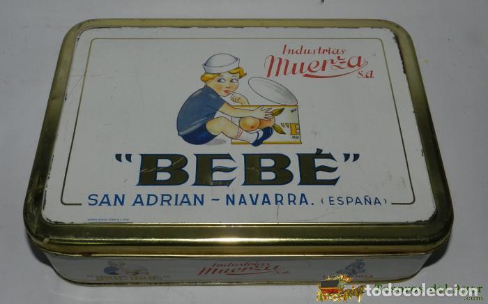 Caixas e caixinhas met&aacute;licas: CAJA DE HOJALATA LITOGRAFIADA CON PUBLICIDAD DE BEBE, INDUSTRIAS MUERZA S.A. SAN ANDRIAN (NAVARRA),