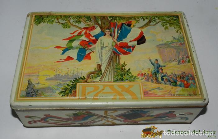 Casse e cassette metalliche: ANTIGUA CAJA DE HOJALATA LITOGRAFIADA SOLIA LLEVAR ESTE MODELO PUBLICIDAD DE CHOCOLATES SOLSONA DE B
