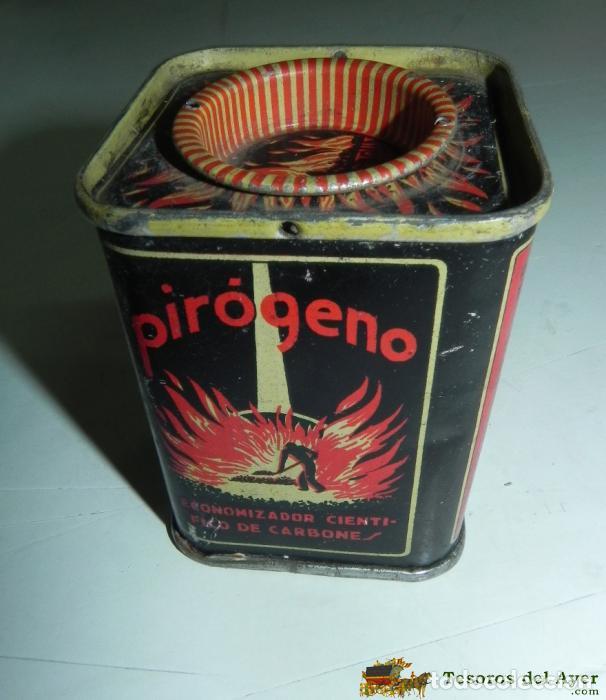 Casse e cassette metalliche: CAJA DE HOJALATA LITOGRAFIADA CON PUBLICIDAD DE PIROGENO, ECONOMIZADOR CIENTIFICO DE CARBONES, METAL