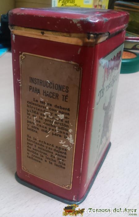 Casse e cassette metalliche: CAJA DE HOJALATA LITOGRAFIADA ESPA&Ntilde;OLA CON PUBLICIDAD DE NABOR TE DE CEYLAN, MIDE 11,5 X 8 X 5,4 CMS