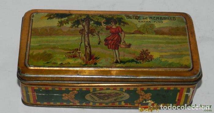 Casse e cassette metalliche: CAJA DE HOJALATA LITOGRAFIADA CON PUBLICIDAD, LA FORTUNA, DULCE DE MEMBRILLO, MADRID, MEDIDAS  18,5