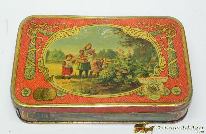 Blechdosen und Kisten: CAJA LITOGRAFIADA CON PUBLICIDAD DE MARIANO REINA, PUENTE GENIL, STA. FILOMENA, MIDE 18 X 12 X 4 CMS