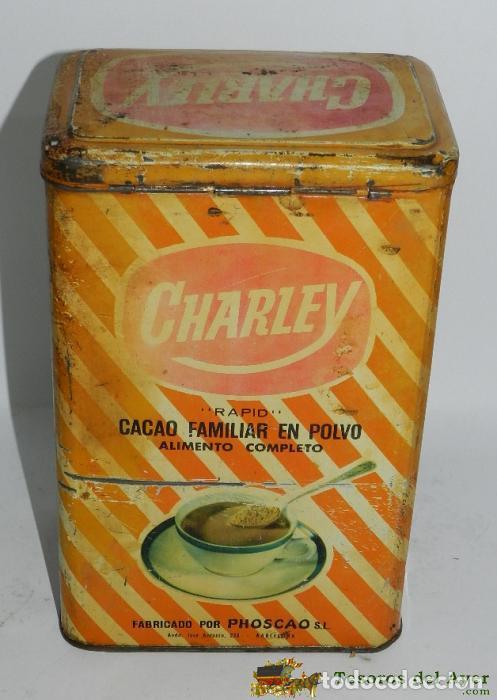 Casse e cassette metalliche: CAJA DE HOJALATA CON PUBLICIDAD DE CHARLEY, CACAO EN POLVO, FABRICADO POR PHOSCAO, PASTA SOPA, BARCE
