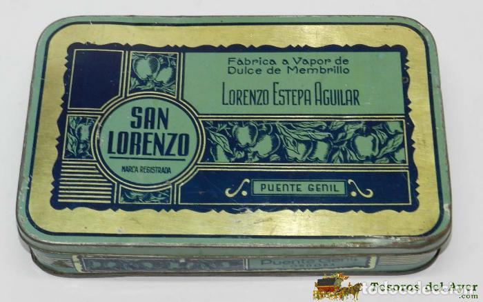 Casse e cassette metalliche: ANTIGUA CAJA DE MEMBRILLO FABRICA SAN LORENZO, LORENZO ESTEPA AGUILAR, PUENTE GENIL, MIDE 23,5 X 15