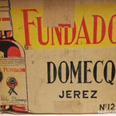 Cajas y cajitas metálicas: RARISIMA CAJA DE CARTON GRANDE DE BRANDY COÑAC FUNDADOR DOMEQ JEREZ AÑOS 50 PARA DECORACION DE BAR