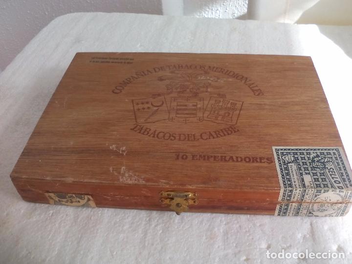 Cajas y cajitas met&aacute;licas: Caja vacia de puros, habanos. Compa&ntilde;ia de tabacos meridionales. Del Caribe. Republica Dominicana