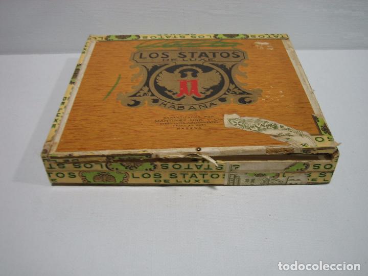 Cajas y cajitas met&aacute;licas: Caja de tabaco Puros los Statos de luxe. MART&Iacute;NEZ Hno y C&iacute;a Cuba. Medidas 17,5x15,5 cm
