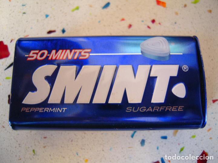 Cajas y cajitas met&aacute;licas: Cajita met&aacute;lica vac&iacute;a Smint sin az&uacute;car 50 grageas Peppermint