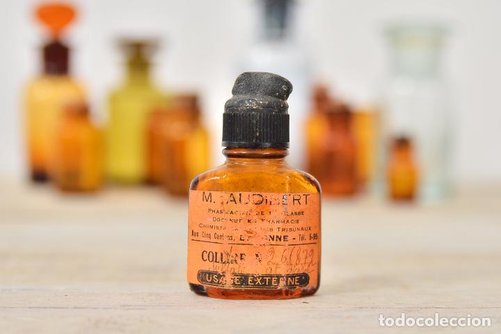 Cajas y cajitas met&aacute;licas: BOTE ANTIGUO DE MEDICAMENTO M. AUDIBERT COLOR AMBAR - BOTELLA DE FARMACIA GOTAS CON TAPON