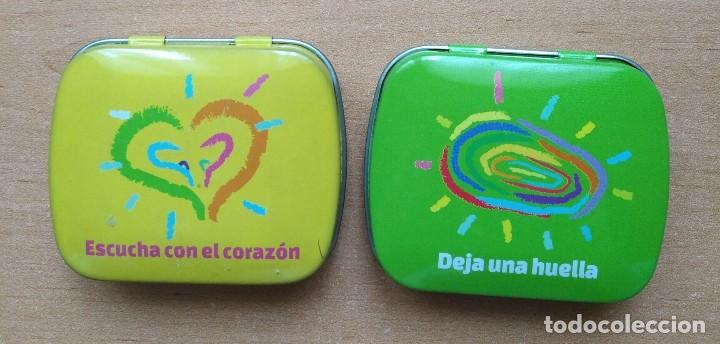 Cajas y cajitas met&aacute;licas: Dos Peque&ntilde;as cajitas met&aacute;licas San Juan de Dios Obra Social - Coleccionismo