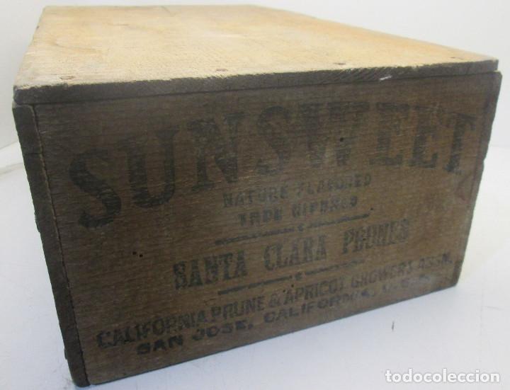 Caixas e caixinhas met&aacute;licas: Antigua caja de madera, a&ntilde;os 20, SUNSWEET PRUNES, SANTA CLARA, CALIFORNIA, USA