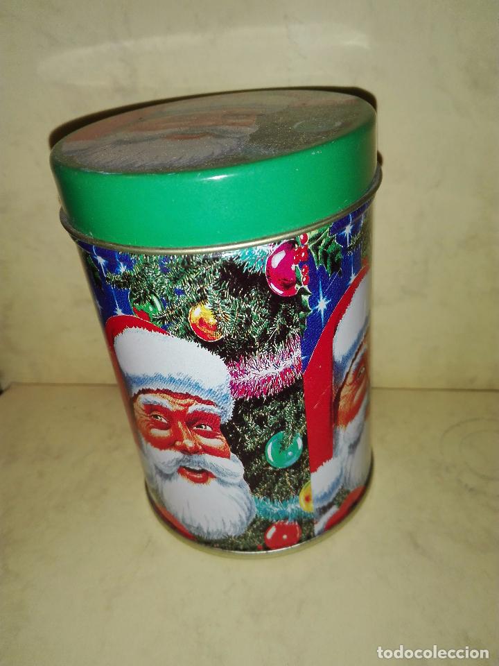 Caixas e caixinhas met&aacute;licas: CAJA DECORADA CON MOTIVOS NAVIDE&Ntilde;OS - METALICA - 11 CM. ALTO y 7.8 cm. de diametro