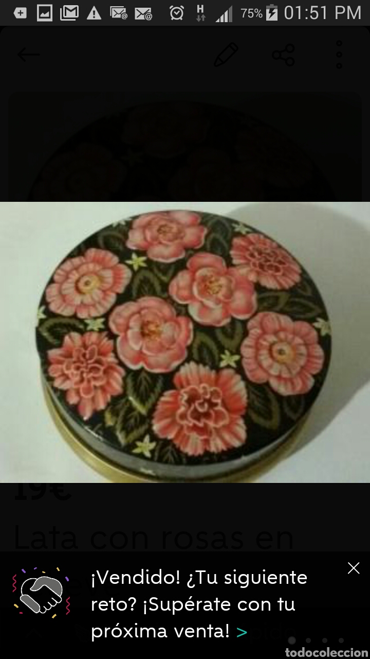 Cajas y cajitas met&aacute;licas: Lata con rosas en relieve en dos dimensiones - Foto 2