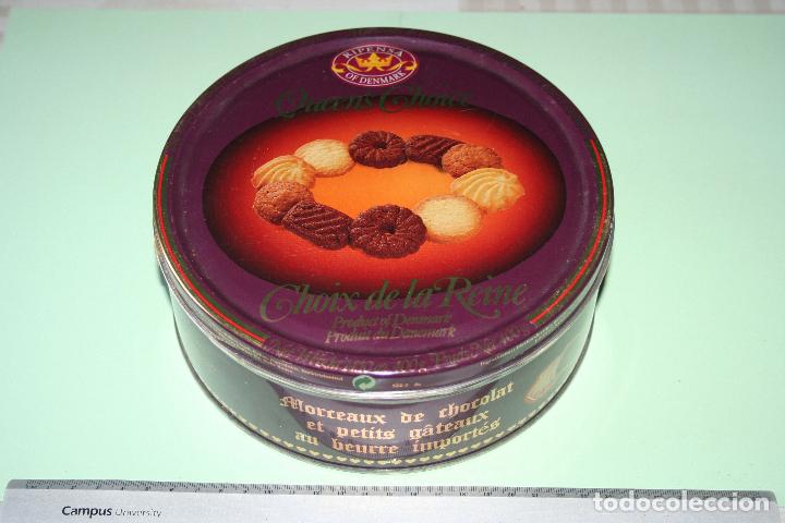 Casse e cassette metalliche: ANTIGUA CAJA METALICA DE GALLETAS CHOIX DE LA REINE (DINAMARCA)
