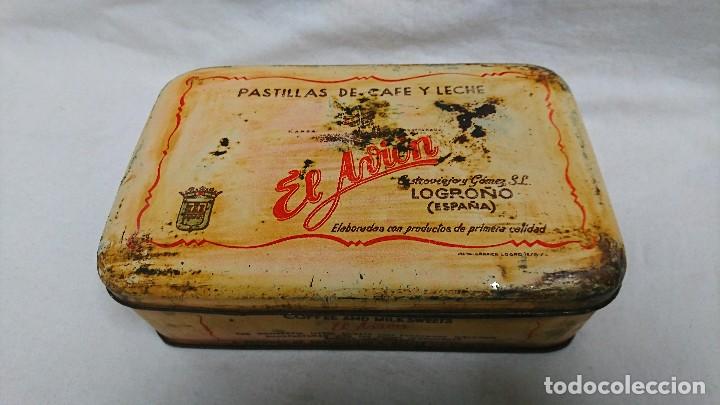 Bo&icirc;tes et petites bo&icirc;tes m&eacute;talliques: RARA Y ANTIGUA CAJA MET&Aacute;LICA VAC&Iacute;A DE LA CASA EL AVI&Oacute;N - CARAMELOS DE CAFE - LOGRO&Ntilde;O ( ESPA&Ntilde;A)