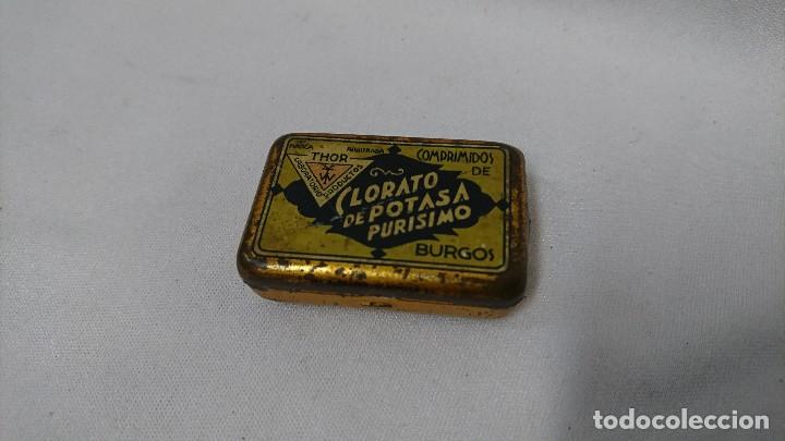 Bo&icirc;tes et petites bo&icirc;tes m&eacute;talliques: ANTIGUA CAJA VAC&Iacute;A DE CLORATO DE POTASA, THOR, BURGOS