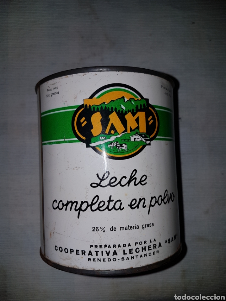 Cajas y cajitas met&aacute;licas: Antigua lata Sam Leche en polvo - Foto 1