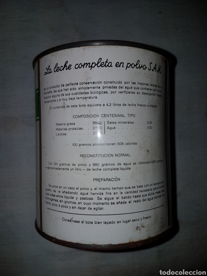 Cajas y cajitas met&aacute;licas: Antigua lata Sam Leche en polvo - Foto 2