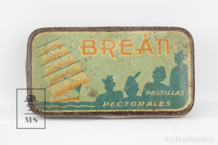 Caixas e caixinhas met&aacute;licas: Antigua Caja Met&aacute;lica - Pastillas Pectorales Bre&aacute;n / Laboratorios Montes Br&uacute;, Granada