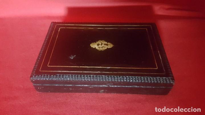 Cajas y cajitas met&aacute;licas: Caja para cucharillas en madera con marqueter&iacute;a. Para restaurar.