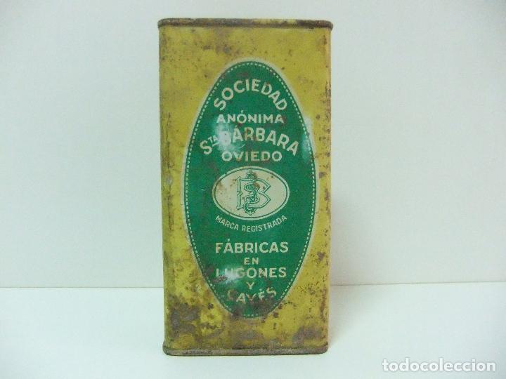 Blechdosen und Kisten: LATA MET&Aacute;LICA VAC&Iacute;A P&Oacute;LVORA SIN HUMO DE CAZA 250 GRAMOS - SANTA B&Aacute;RBARA OVIEDO P.S.B. - ANTIGUA