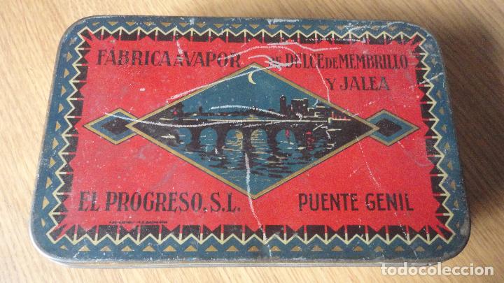 Cajas y cajitas met&aacute;licas: ANTIGUA LATA.EL PROGRESO S.L.FABRICA DULCE Y JALEA DE MEMBRILLO.PUENTE GENIL.G.ANDREIS