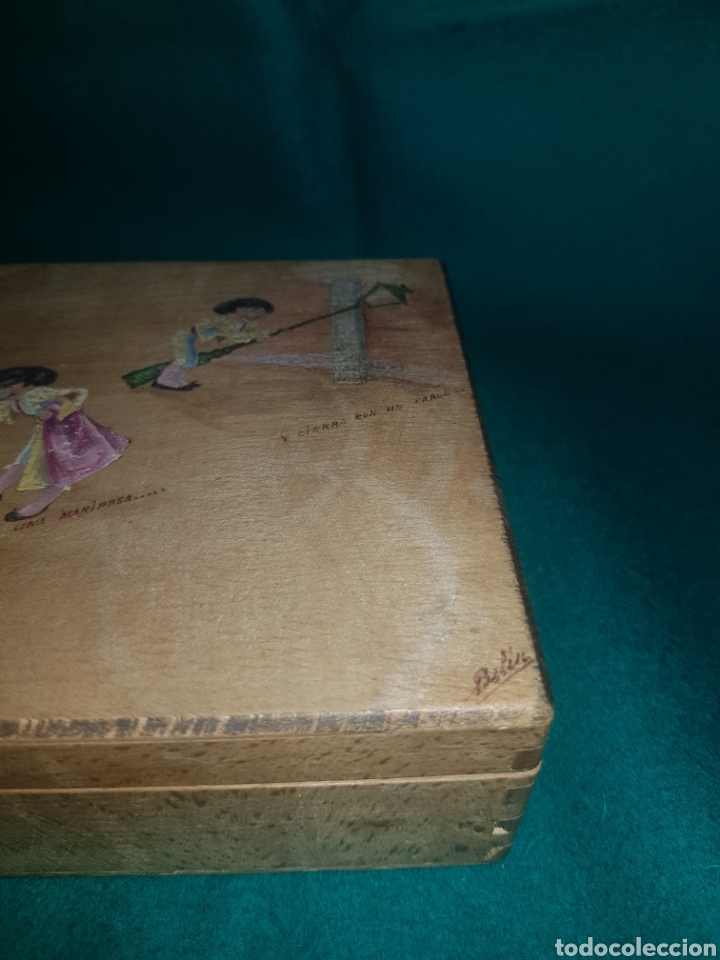 Cajas y cajitas met&aacute;licas: Caja de madera pintada toros - Foto 3