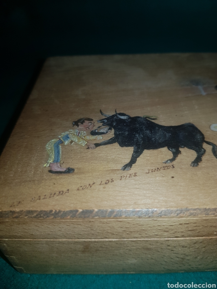 Cajas y cajitas met&aacute;licas: Caja de madera pintada toros - Foto 4