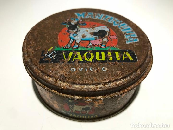Bo&icirc;tes et petites bo&icirc;tes m&eacute;talliques: ANTIGUA LATA BOTE DE MANTEQUILLA LA VAQUITA, OVIEDO