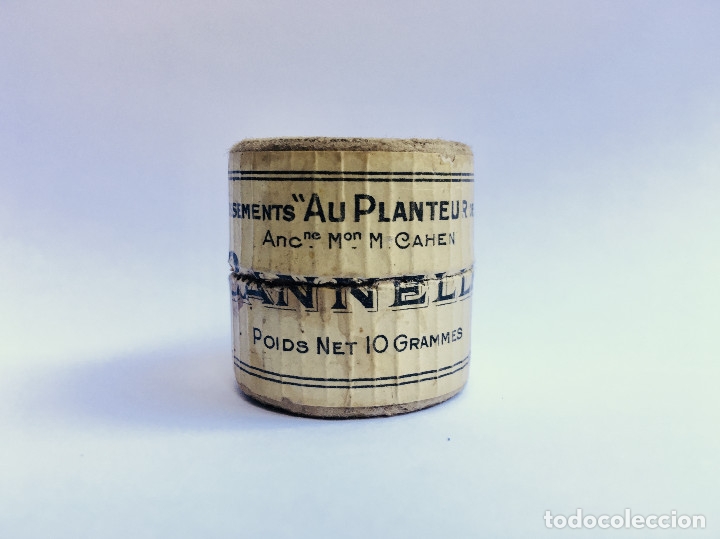 Cajas y cajitas met&aacute;licas: CURIOSO BOTE DE CANELA CON DISE&Ntilde;O ART NOUVEAU - CAJA ALIMENTO ENVASE COCINA A&Ntilde;OS 40