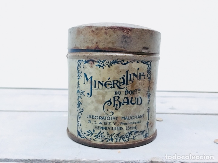 Cajas y cajitas met&aacute;licas: CAJA ANTIGUA DE MEDICAMENTO MEDICINA MINERALINE DR BAUD LATA ART NOUVEAU BOTE FARMACIA DE CHAPA