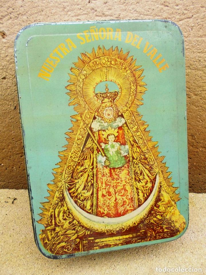 Cajas y cajitas met&aacute;licas: lata membrillo antigua nuestra se&ntilde;ora del valle, fabricado campa&ntilde;a 1963 /64