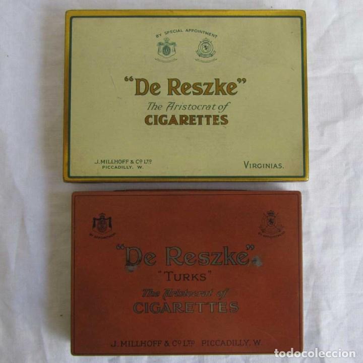 Caixas e caixinhas met&aacute;licas: 2 cajas de cigarrillos de chapa De Reszke