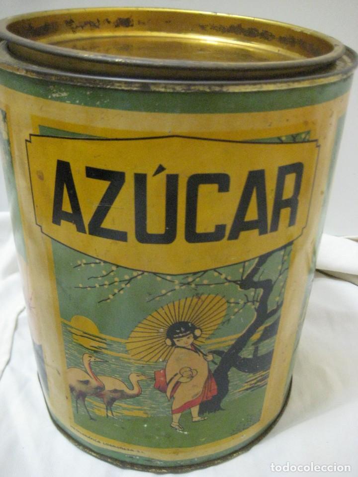Bo&icirc;tes et petites bo&icirc;tes m&eacute;talliques: ANTIGUA Y RARA CAJA, LATA, HOJALATA, AZ&Uacute;CAR CON MOTIVOS CHINESCOS