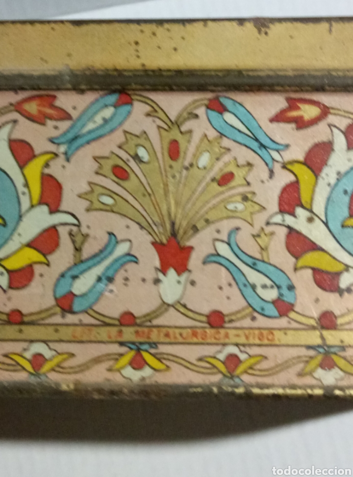 Cajas y cajitas met&aacute;licas: Original caja lata Litograf&iacute;a LiT LA Metarulgica Vigo Art Deco