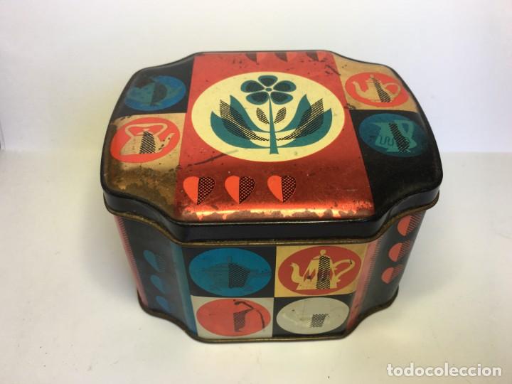 Bo&icirc;tes et petites bo&icirc;tes m&eacute;talliques: ANTIGUA CAJA DE METAL LITOGRAFIADA