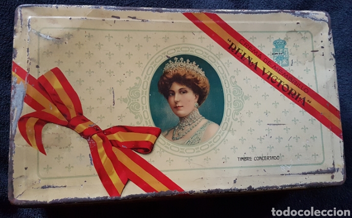 Cajas y cajitas met&aacute;licas: Antigua lata Reina Victoria Fama Puente Genil &eacute;poca Alfonso XIII