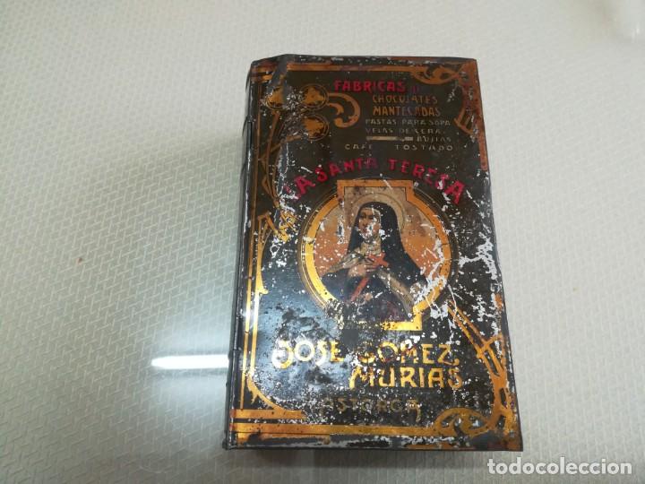 Casse e cassette metalliche: RARA LATA LIBRO LITOGRAFIADA FABRICA DE CHOCOLATES LA SANTA TERESA JOS&Eacute; G&Oacute;MEZ MURIAS ASTORGA