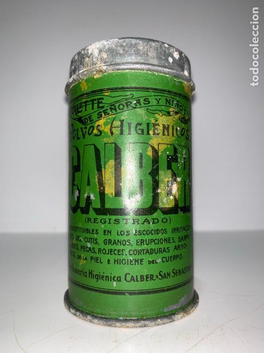 Cajas y cajitas met&aacute;licas: ANTIGUO BOTE DE POLVOS HIGI&Eacute;NICOS CALBER