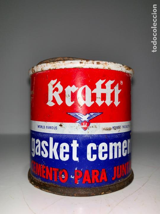Blechdosen und Kisten: Lata met&aacute;lica antigua krafft Gasset cement. Cemento para juntas