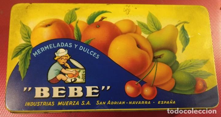 Cajas y cajitas met&aacute;licas: CAJA DE LATA Mermeladas y dulces BEBE. San Adri&aacute;n. Navarra.