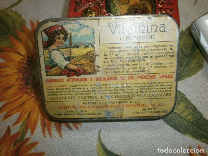 Cajas y cajitas met&aacute;licas: Caja met&aacute;lica medida 11 X 8 X 2 cm. Vitamina Lorenzini Instituto Bioqu&iacute;mico Espa&ntilde;ol Uriach y Cia