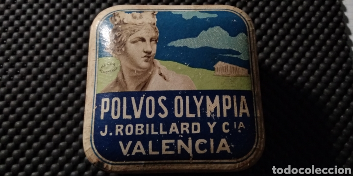 Blechdosen und Kisten: CAJA DE POLVOS OLYMPIA .- J. ROBILLARD Y CIA. VALENCIA / CARTON / MEDIDAS 8X8X5