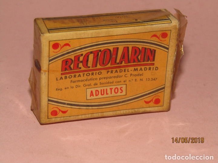 Boxes and metal boxes: Antigua Caja Farmacia Medicina Supositorios RECTOLARIN Adultos de Laboratorio PRADEL
