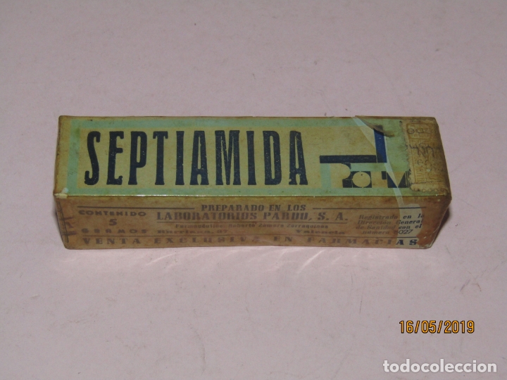 Boxes and metal boxes: Antigua Caja de Farmacia Medicina Tubo de SEPTIAMIDA se Laboratorios PARDO