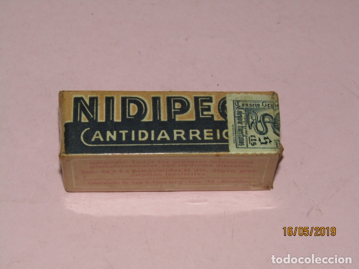Bo&icirc;tes et petites bo&icirc;tes m&eacute;talliques: Antigua Caja de Farmacia Medicina Tubo de NIDIPECT se Laboratorios Luis G. Ferr&eacute;