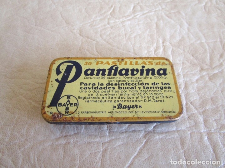 Boxes and metal boxes: caja metalica de pastillas panflavina laboratorios bayer
