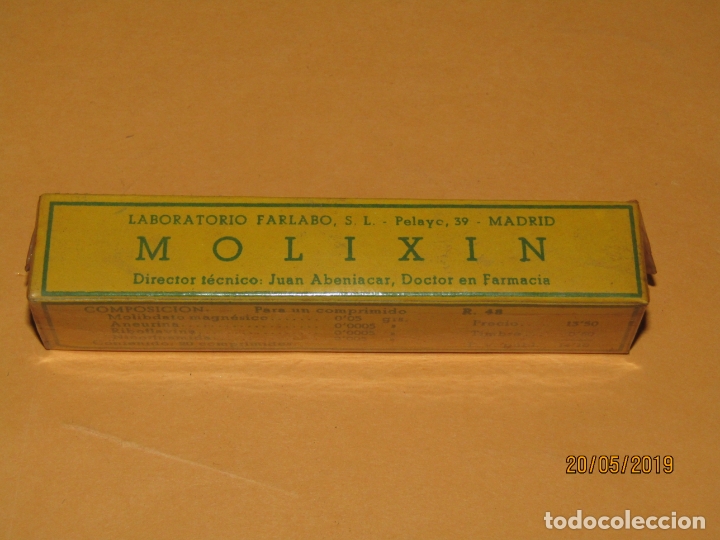 Boxes and metal boxes: Antigua Caja de Farmacia Medicina Tubo de Comprimidos MOLIXIN de Laboratorios FARLABO