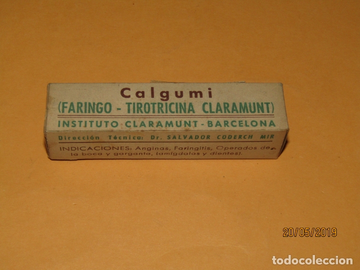 Boxes and metal boxes: Antigua Caja de Farmacia Medicina Tubo con Pastillas CALGUMI de Instituto CLARAMUNT